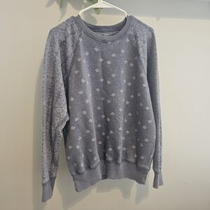 Aerie Light Blue Patterned Crewneck Sweater